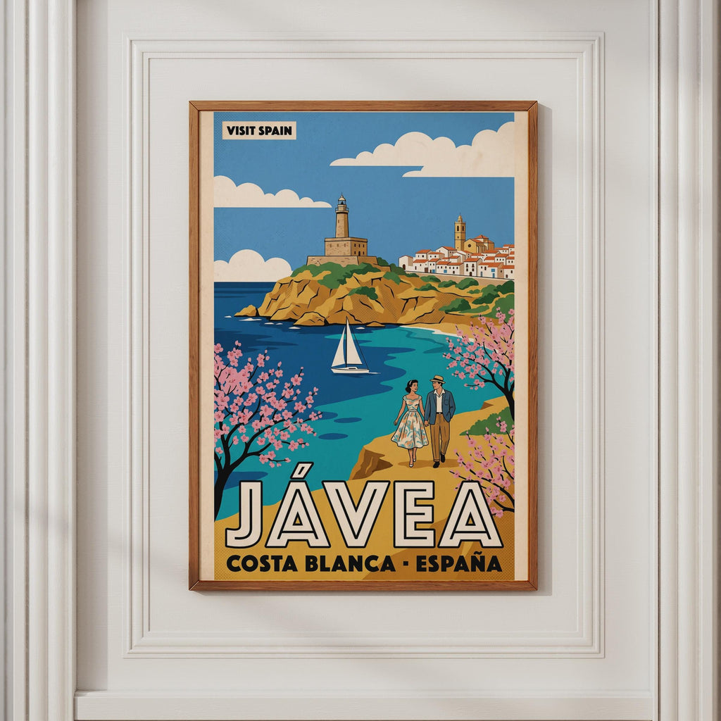 Javea Spain Vintage Travel Poster, Costa Blanca Wall Art, Retro Spanish Coast Print