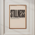 Stillness Mantra Typography Poster, Minimalist Word Art Print, Calm Mindfulness Wall Decor