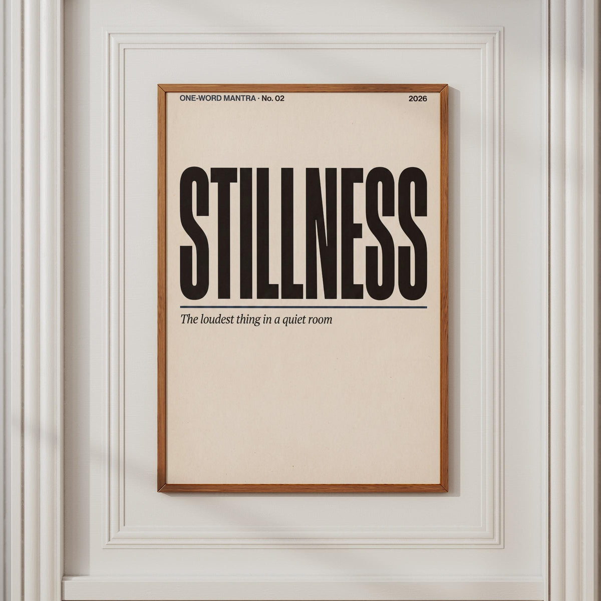 Stillness Mantra Typography Poster, Minimalist Word Art Print, Calm Mindfulness Wall Decor