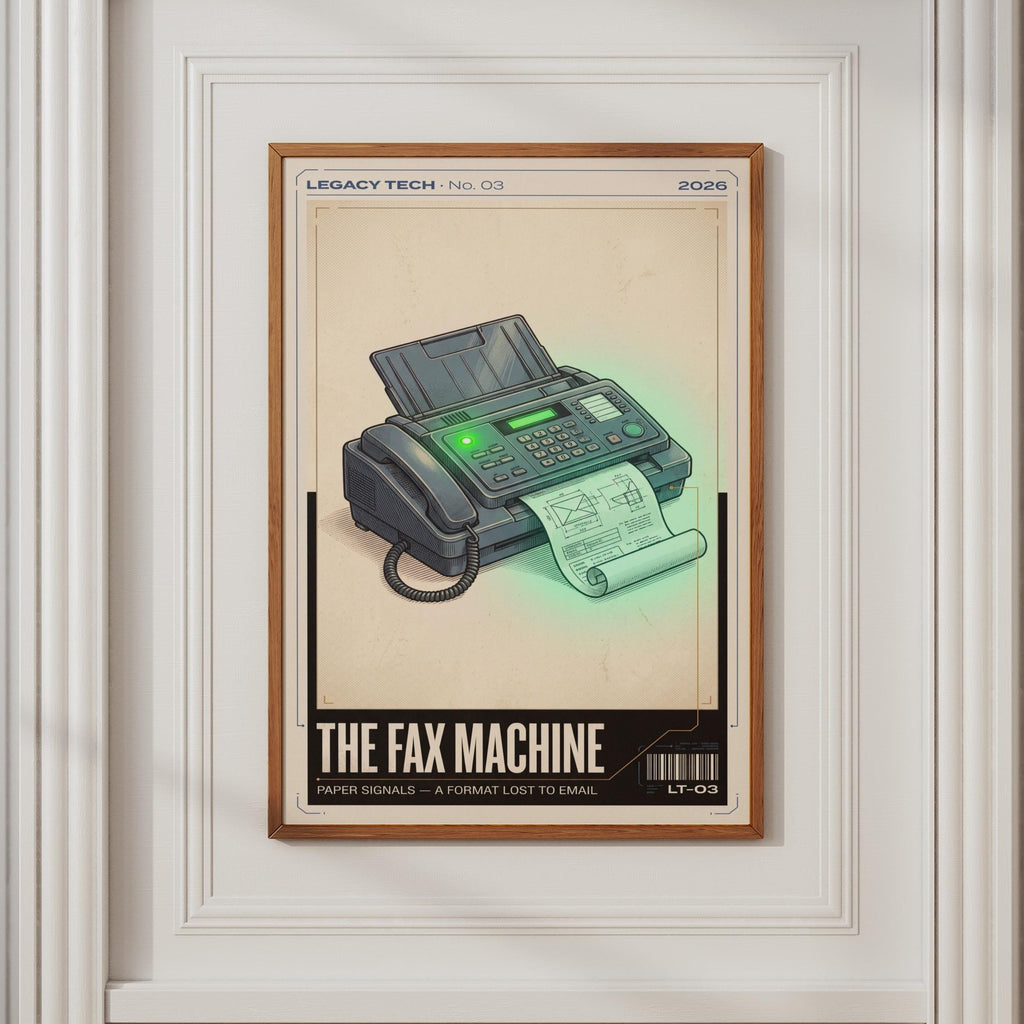 Fax Machine Retro Tech Poster, Legacy Tech Wall Art Print, Nostalgic Office Decor Gift