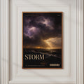 Storm Lightning Ocean Poster, Dramatic Seascape Wall Art, Dark Moody Print for Living Room