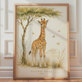 Watercolour Giraffe Nursery Print, Stand Tall Baby Poster, Neutral Boho Kids Decor