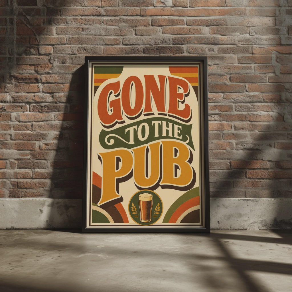 Gone To The Pub Retro Poster, 1970s Style Beer Art Print