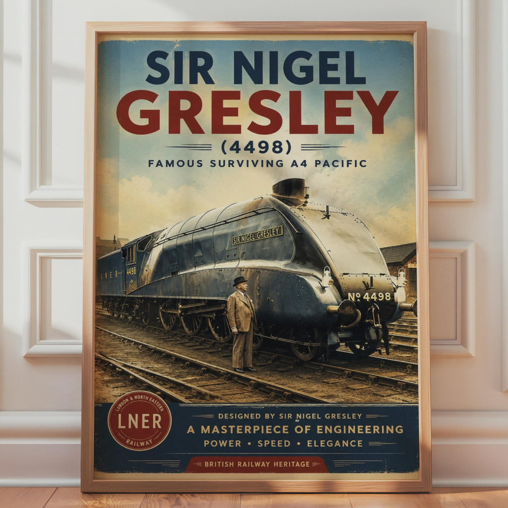 Sir Nigel Gresley LNER A4 Steam Train Poster, Vintage Railway Wall Art Print