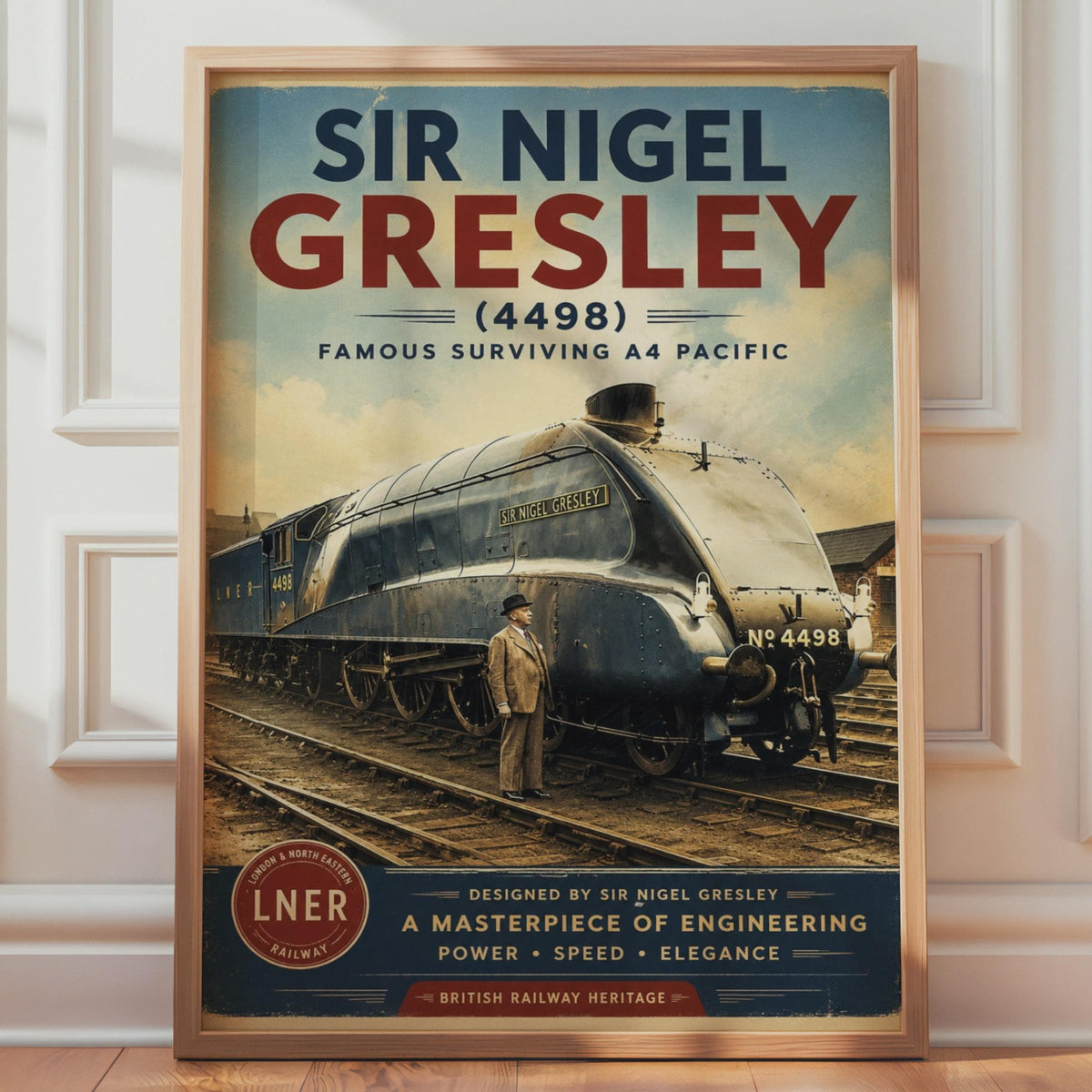 Sir Nigel Gresley LNER A4 Steam Train Poster, Vintage Railway Wall Art Print