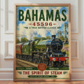 Bahamas 45596 Steam Train Poster, British Locomotive Vintage Railway Wall Art Print
