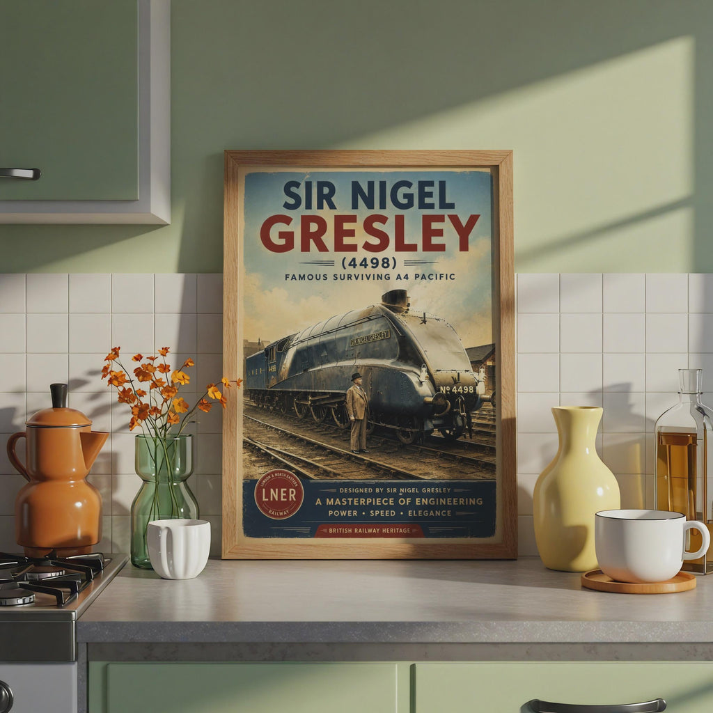 Sir Nigel Gresley LNER A4 Steam Train Poster, Vintage Railway Wall Art Print