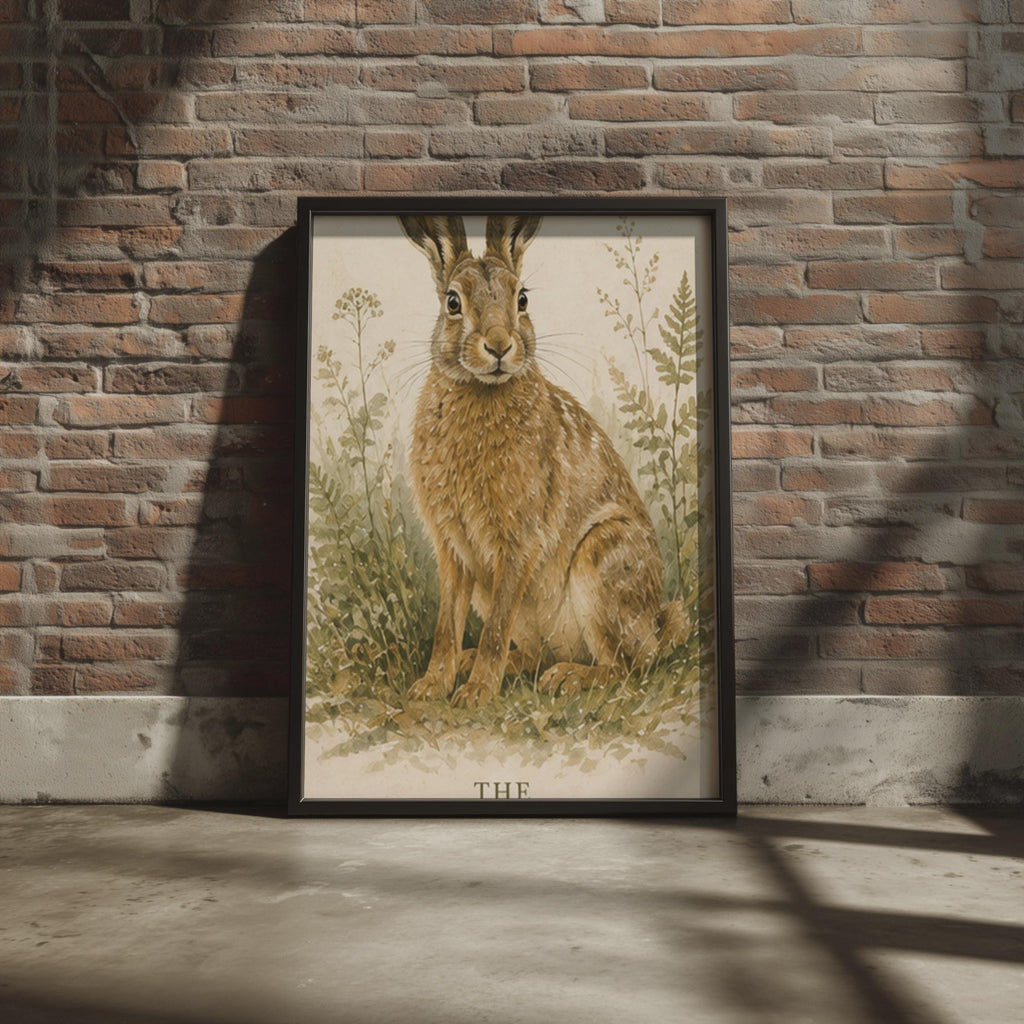 British Hare Watercolour Print, Woodland Wildlife Art, Nature Lover Gift (A4)
