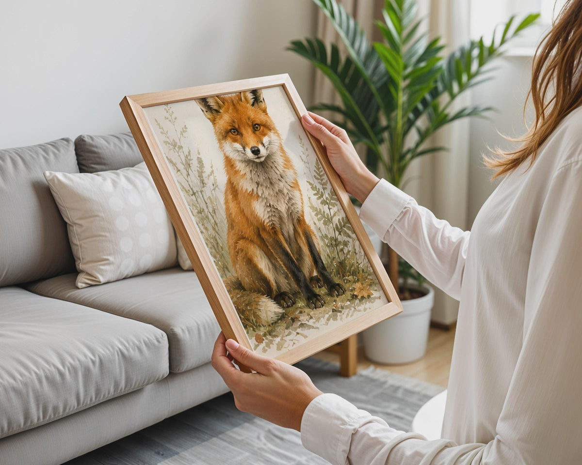 Red Fox Watercolour Print, British Wildlife Wall Art, Woodland Animal Poster (300 DPI)