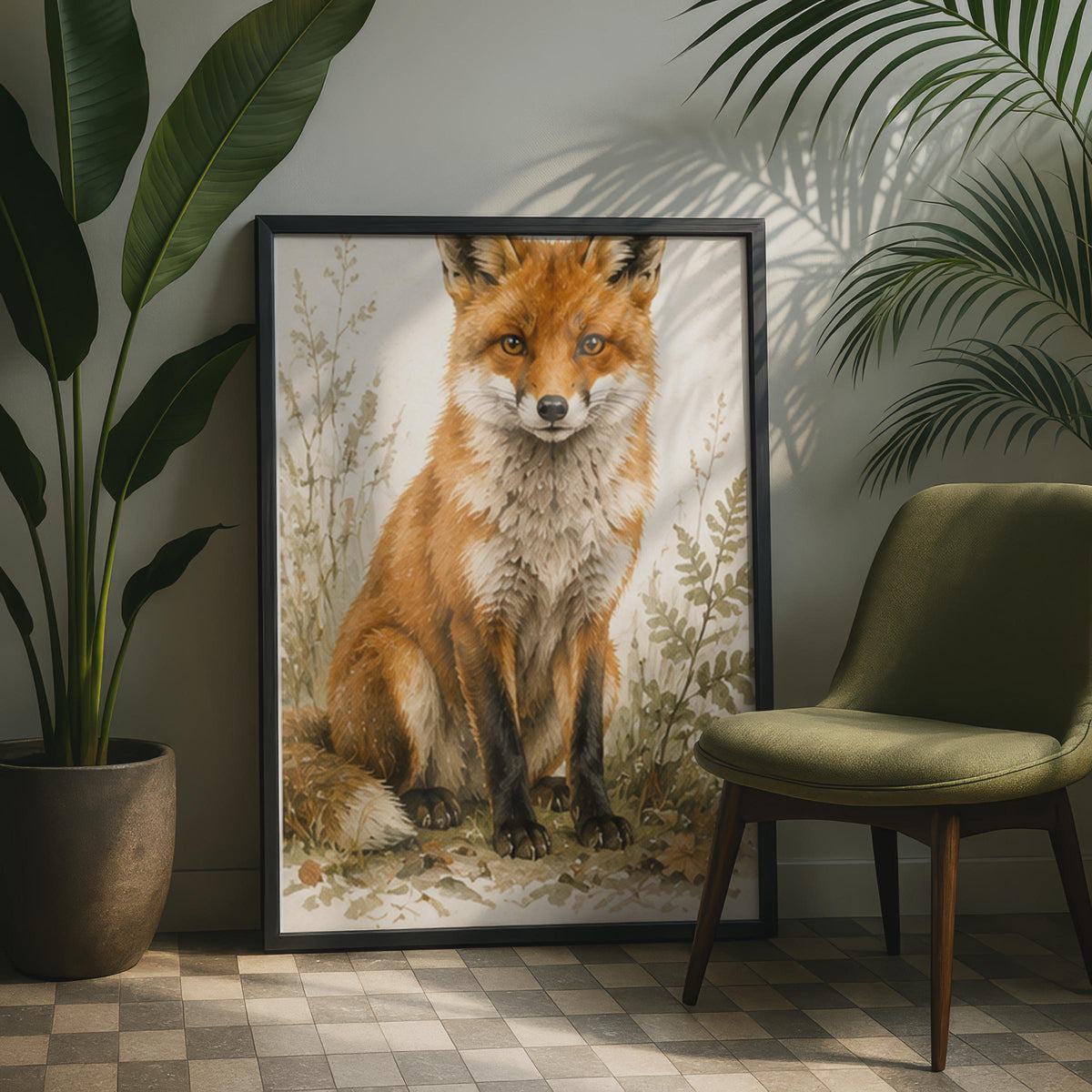 Red Fox Watercolour Print, British Wildlife Wall Art, Woodland Animal Poster (300 DPI)