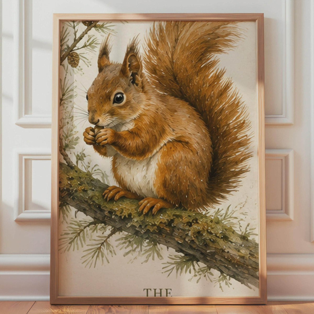 Vintage Watercolor Red Squirrel Print, British Wildlife Art, Woodland Friends Poster