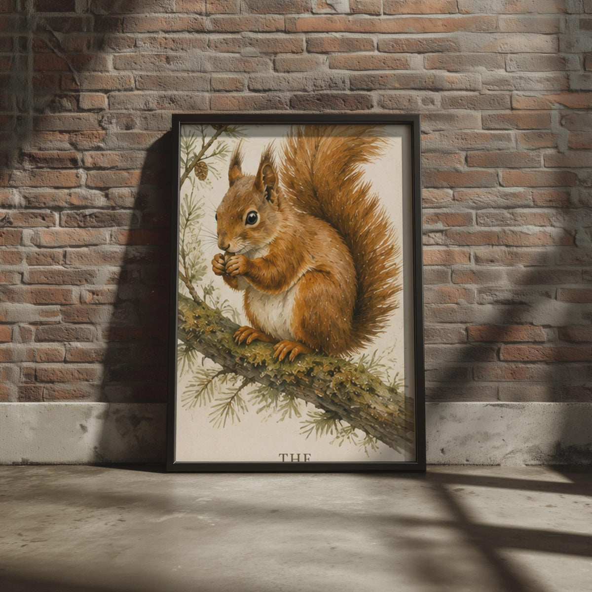 Vintage Watercolor Red Squirrel Print, British Wildlife Art, Woodland Friends Poster