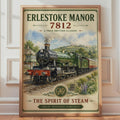 Erlestoke Manor 7812 GWR Steam Train Poster, Vintage Railway Wall Art Print