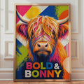 Bold Bonny Highland Cow Pop Art Print, Colorful Scottish Wall Decor