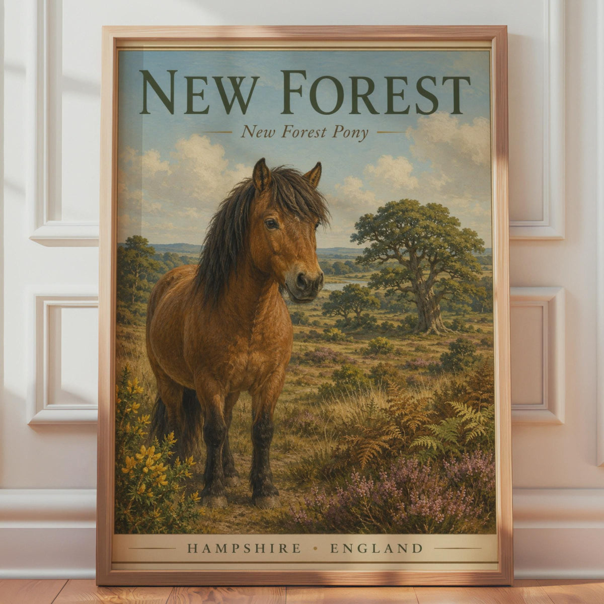 New Forest Pony Poster, Hampshire England Travel Wall Art, Horse Print