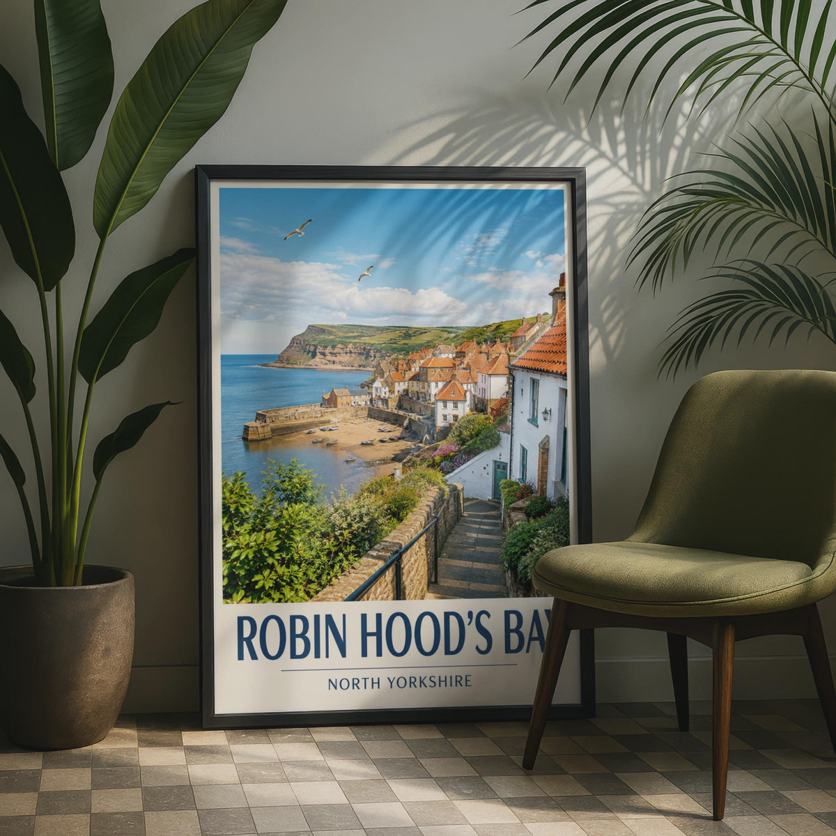Robin Hood's Bay Poster, North Yorkshire Coast Wall Art, Travel Print, Seaside Village