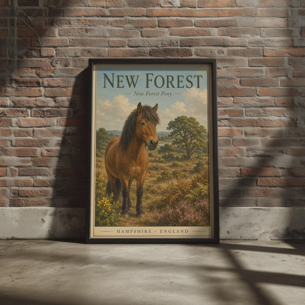 New Forest Pony Poster, Hampshire England Travel Wall Art, Horse Print