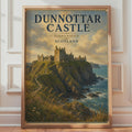 Dunnottar Castle Print, Stonehaven Scotland Poster, Scottish Coastal Wall Art, Vintage Travel Style