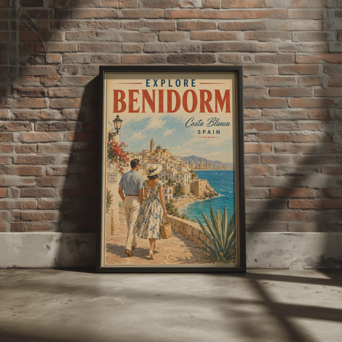 Benidorm Vintage Travel Poster, Costa Blanca Spain Seaside Art Print