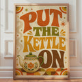 Retro Tea Poster, 70s Kitchen Wall Art, Groovy Typography Print, Boho Home Decor