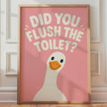 Funny Duck Bathroom Print, Pink Toilet Humour Wall Art