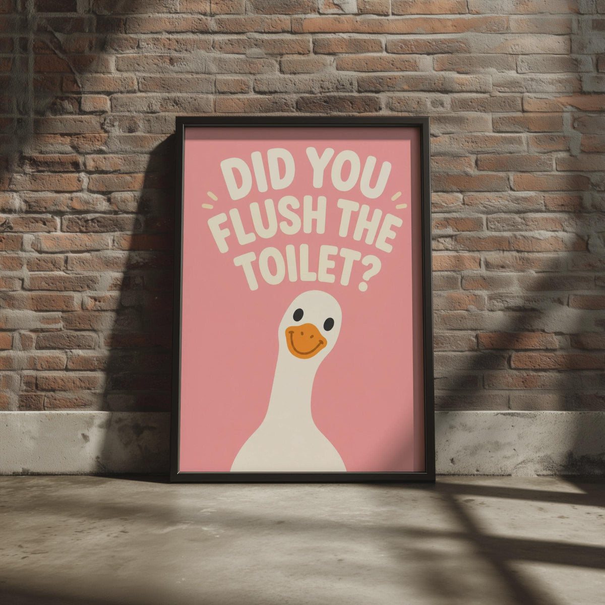 Funny Duck Bathroom Print, Pink Toilet Humour Wall Art