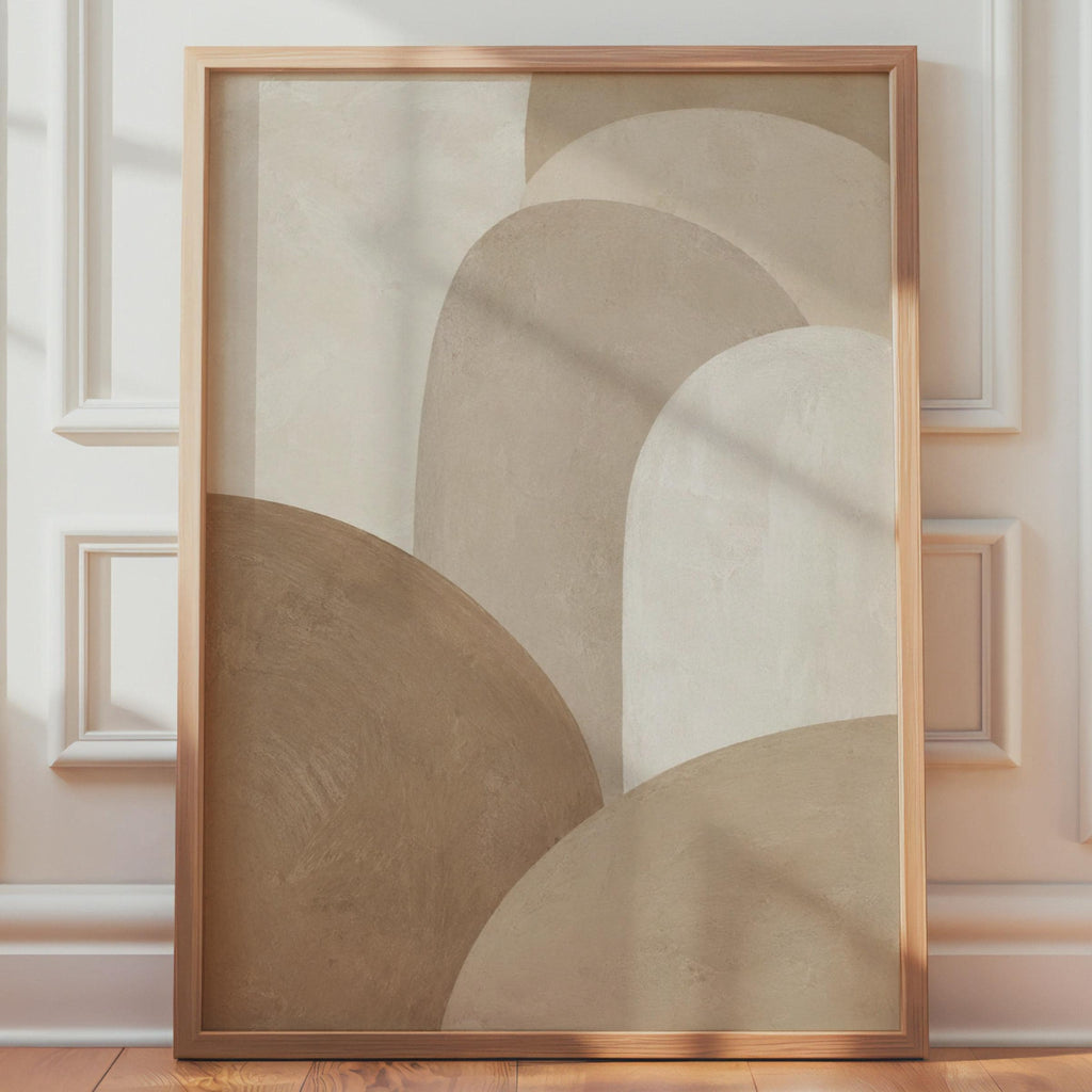 Abstract Arch Poster, Beige Geometric Wall Art, Neutral Boho Print, Earthy Tones Home Decor