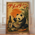 Panda Ramen Poster, Vintage Japanese Wall Art, Retro Asian Food Print