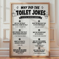 Toilet Jokes Print, Black White Bathroom Humour Wall Art Sign