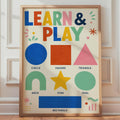 Learn & Play Shapes Poster, Nursery Wall Art, Toddler Learning Chart (Printed)