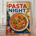 Pasta Night Kitchen Poster, Italian Food Wall Art, Retro Typography (Digital Print)
