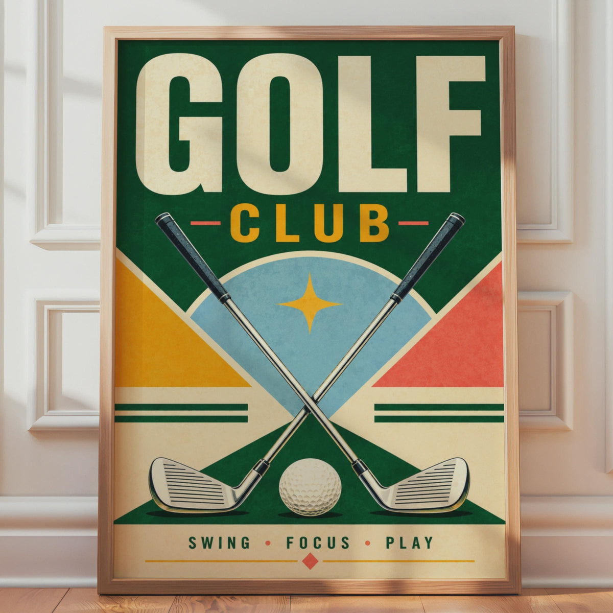 Retro Golf Club Poster, Mid-Century Sports Wall Art Print (A4)