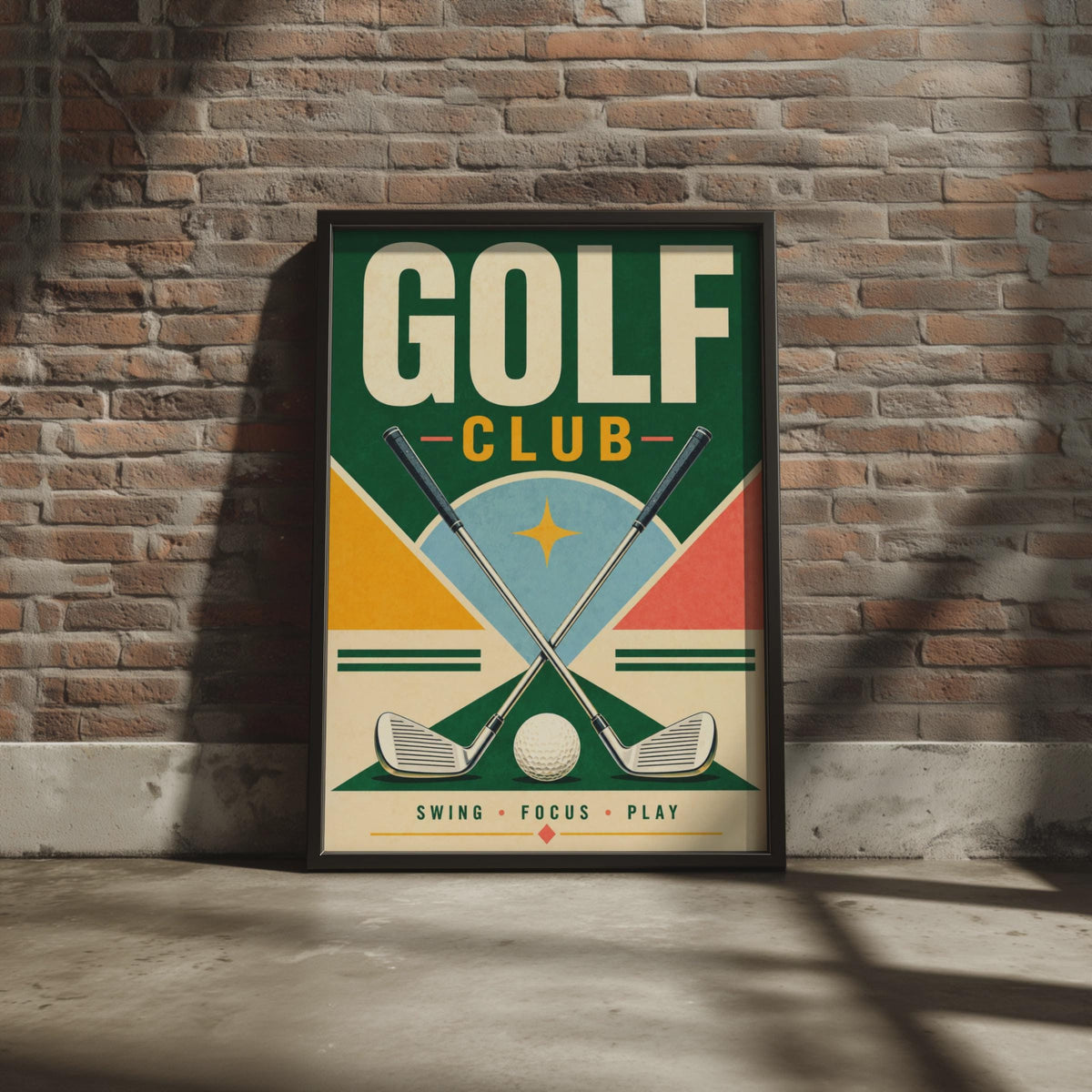 Retro Golf Club Poster, Mid-Century Sports Wall Art Print (A4)