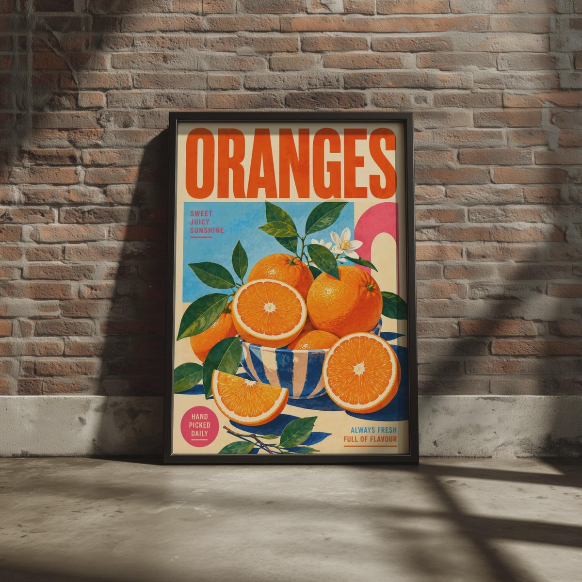 Retro Oranges Poster, Mid-Century Citrus Wall Art, Bold Typography Print