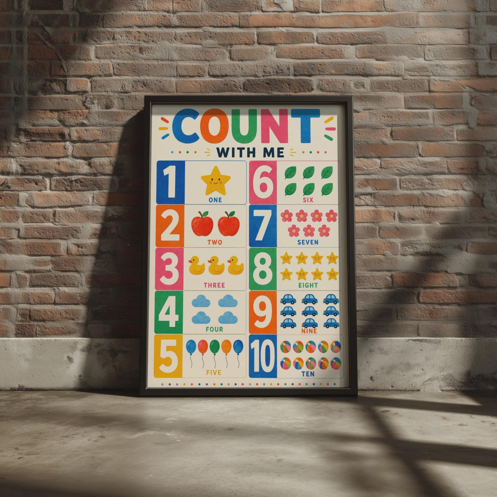Count With Me Numbers Poster, 1-10 Learning Wall Art, Nursery Decor