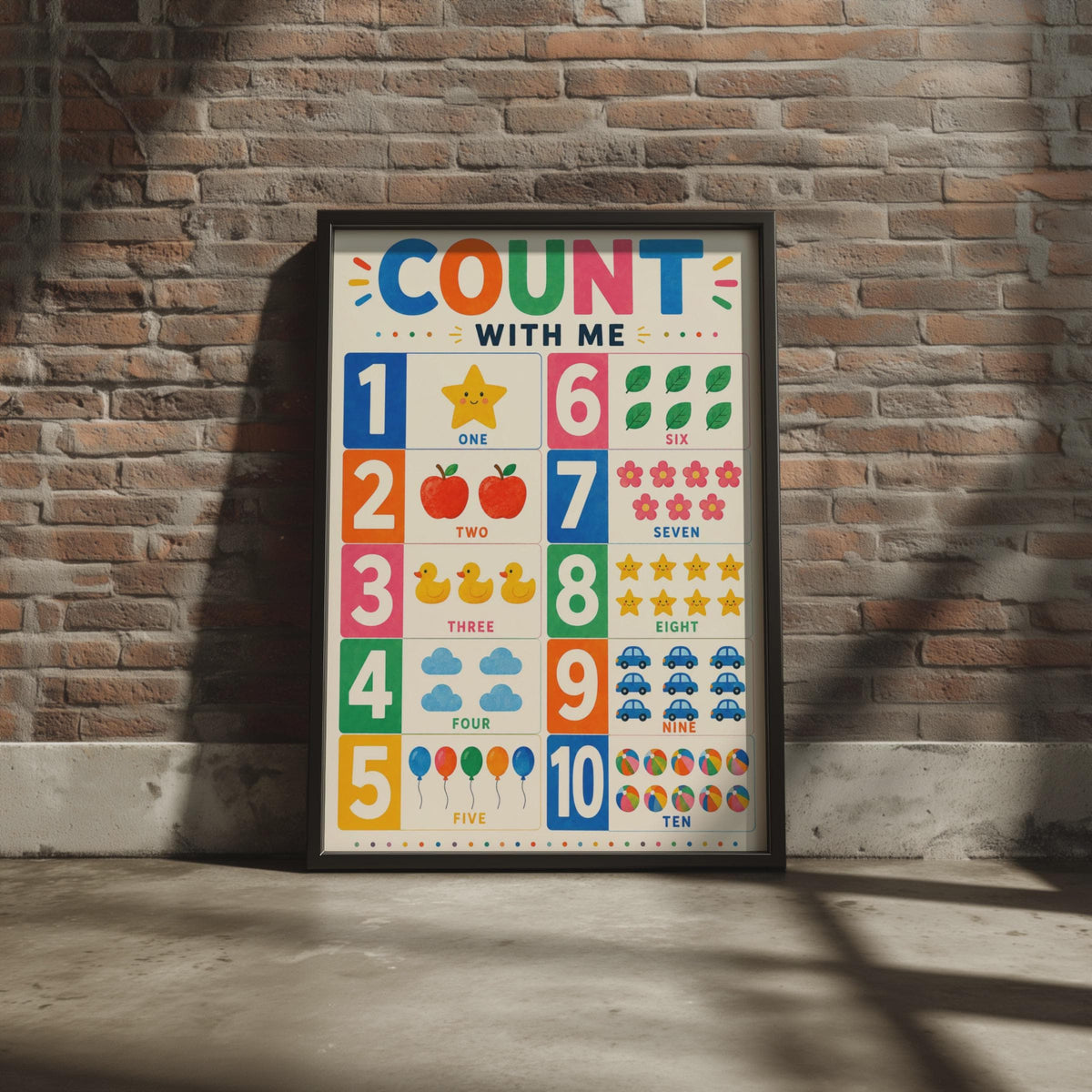 Count With Me Numbers Poster, 1-10 Learning Wall Art, Nursery Decor