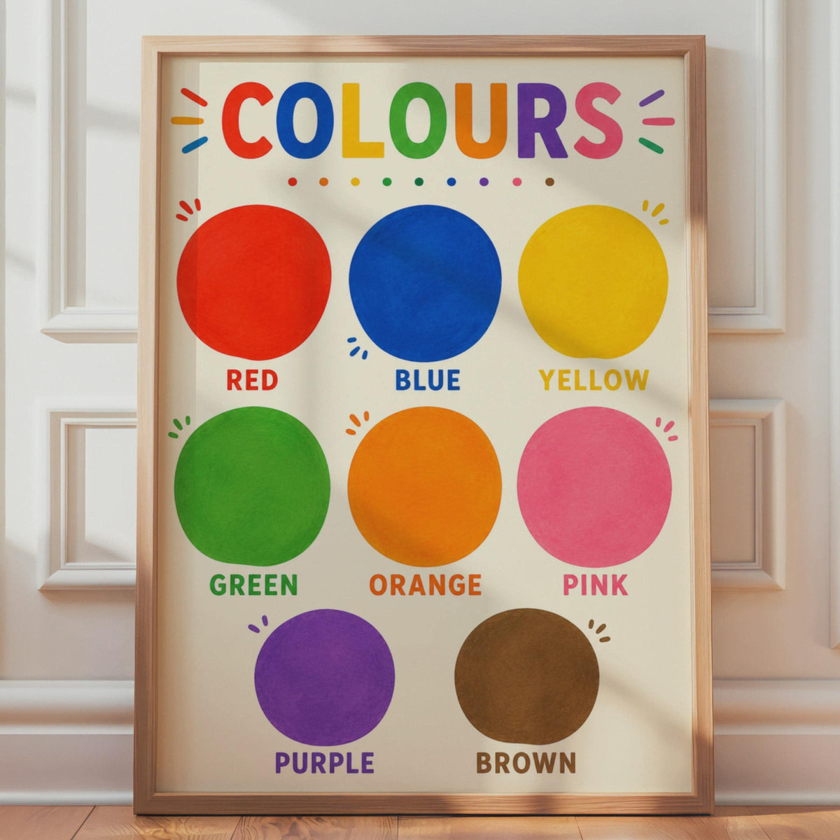 Hand-Painted Colour Chart Poster, Rainbow Learning Wall Art (A4)