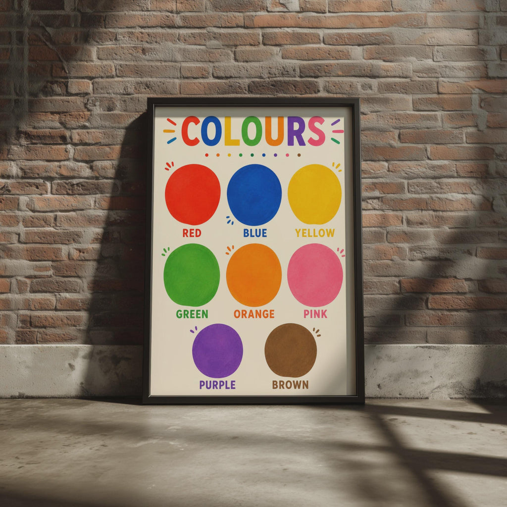 Hand-Painted Colour Chart Poster, Rainbow Learning Wall Art (A4)