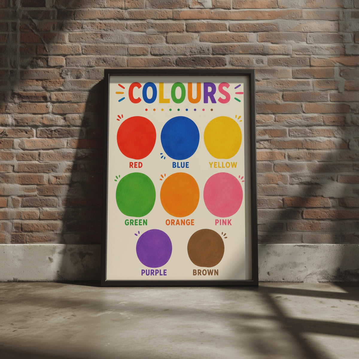 Hand-Painted Colour Chart Poster, Rainbow Learning Wall Art (A4)