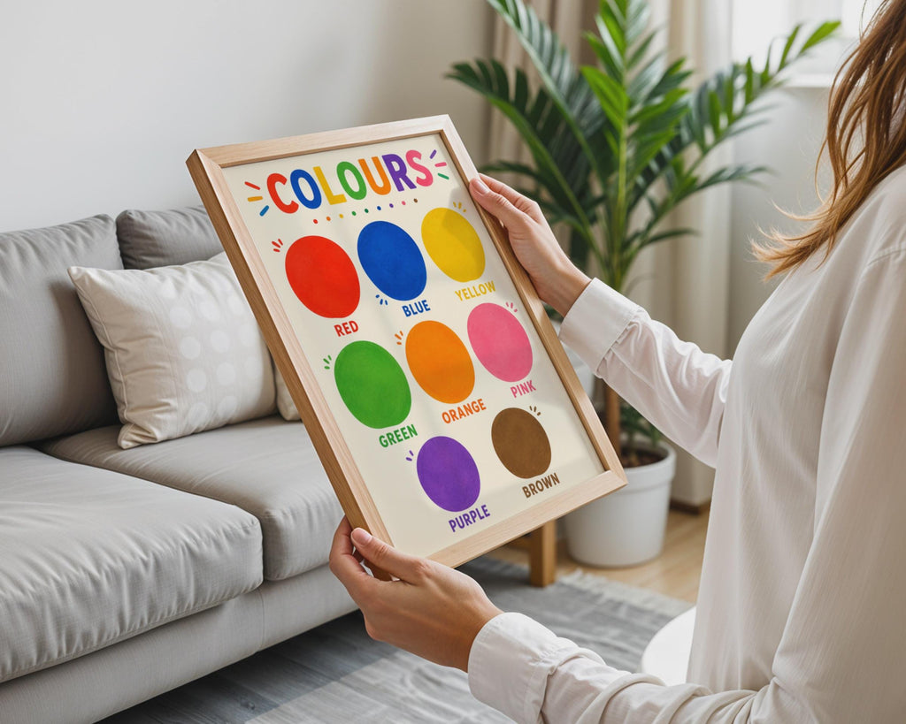 Hand-Painted Colour Chart Poster, Rainbow Learning Wall Art (A4)