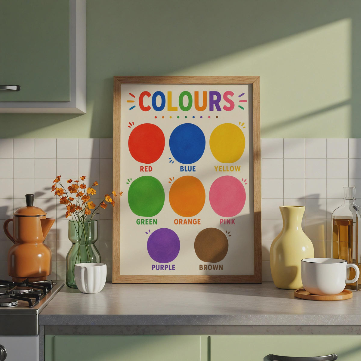 Hand-Painted Colour Chart Poster, Rainbow Learning Wall Art (A4)