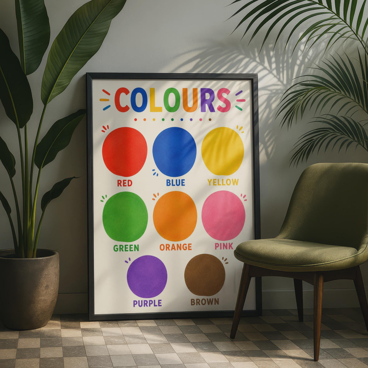 Hand-Painted Colour Chart Poster, Rainbow Learning Wall Art (A4)