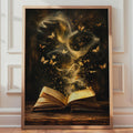 Enchanted Book Butterflies Print, Magic Open Book Wall Art, Dark Academia Decor