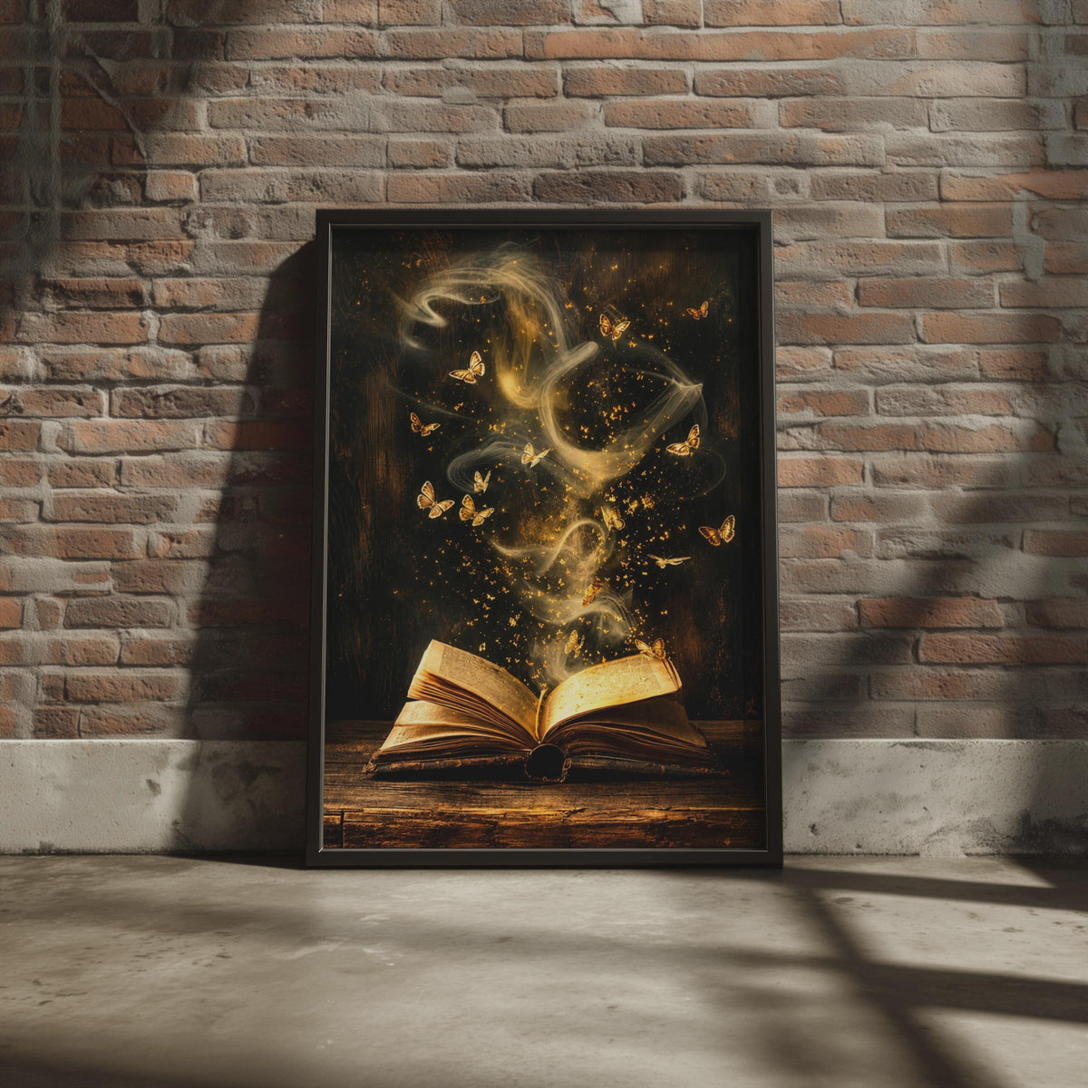 Enchanted Book Butterflies Print, Magic Open Book Wall Art, Dark Academia Decor