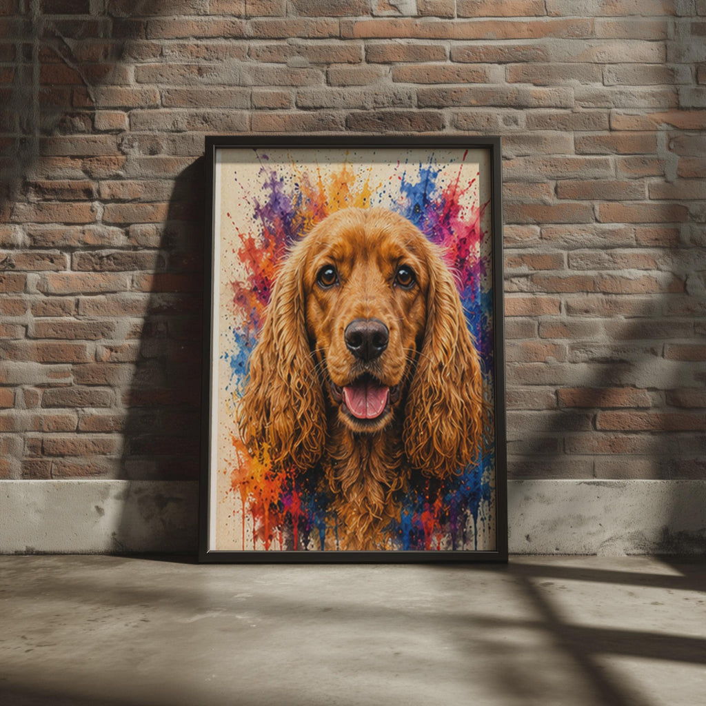 Cocker Spaniel Print, Colorful Paint Splash Dog Art, Vibrant Animal Portrait Poster