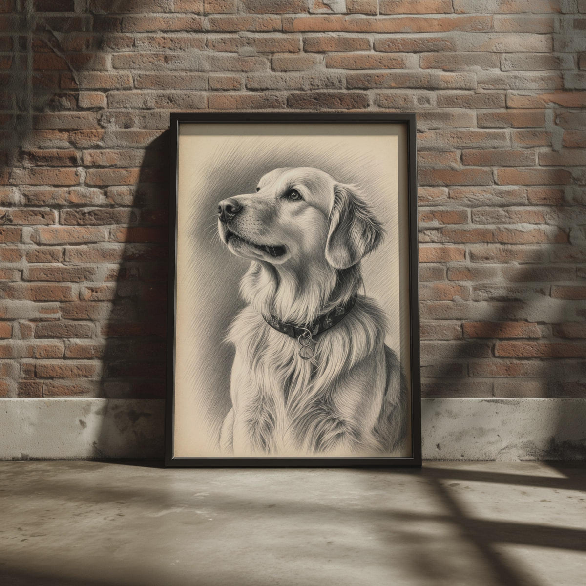 Golden Retriever Graphite Portrait Print, Realistic Dog Wall Art, Pencil Sketch Poster