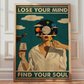 Vintage Woman Cosmic Wine Art Print, Bohemian Surreal Teal Quote Poster
