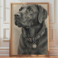 Labrador Retriever Graphite Art Print, Pencil Sketch Dog Portrait  Poster