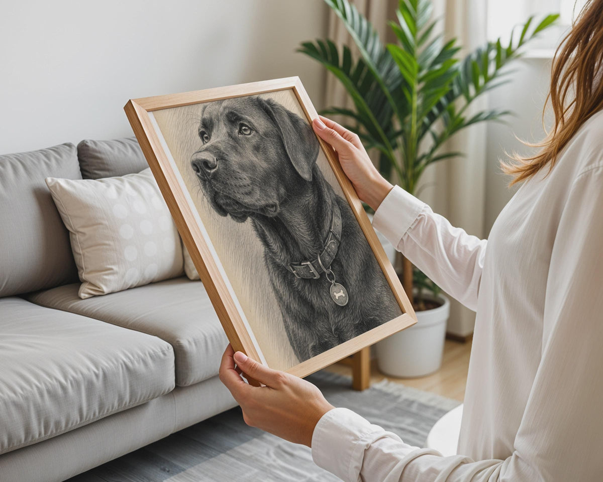 Labrador Retriever Graphite Art Print, Pencil Sketch Dog Portrait  Poster