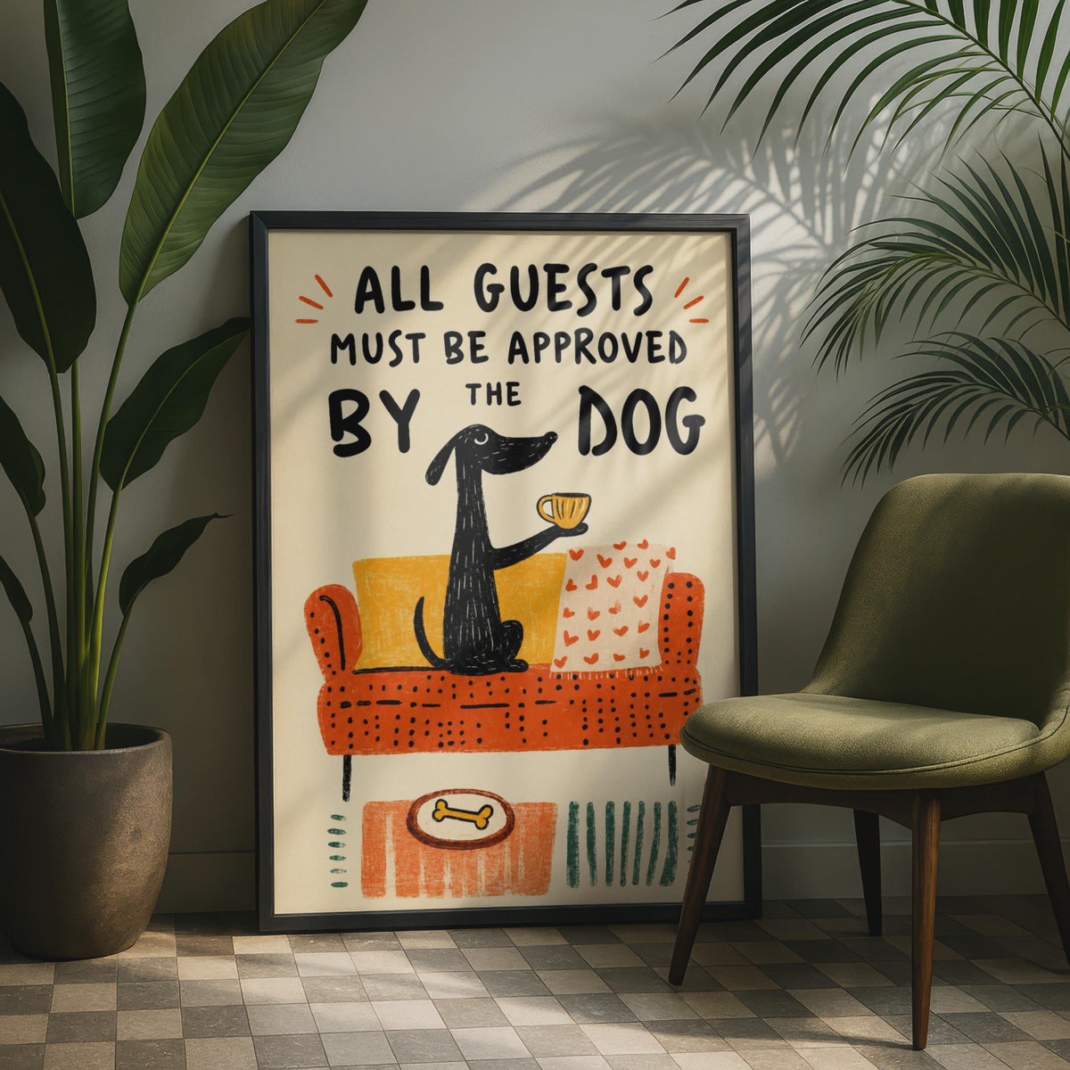 Funny Dachshund Wall Art, Dog Lover Gift, Quirky Home Decor Print